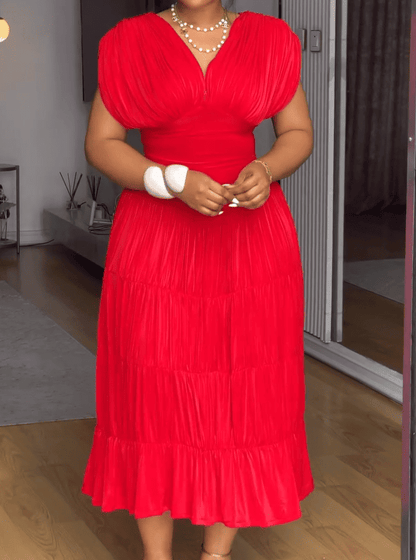 Red Silk Chiffon Dress