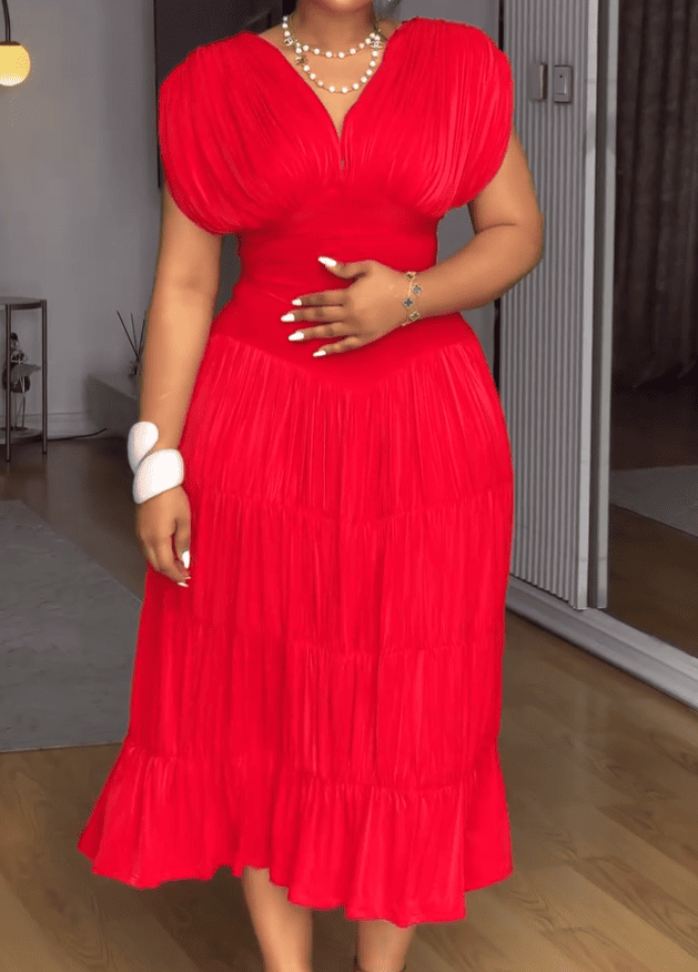 Red Silk Chiffon Dress