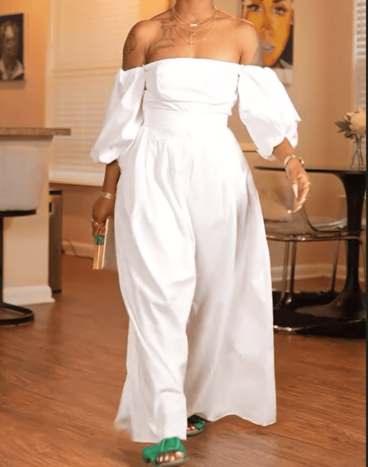White chest-wrapped jumpsuit