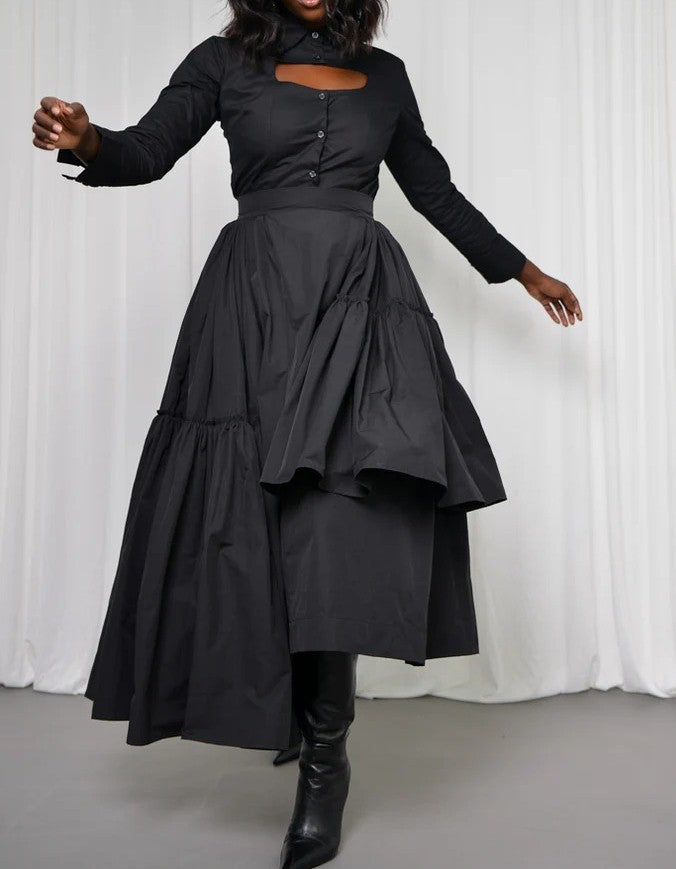 Asymmetric Wind Breaker Skirt