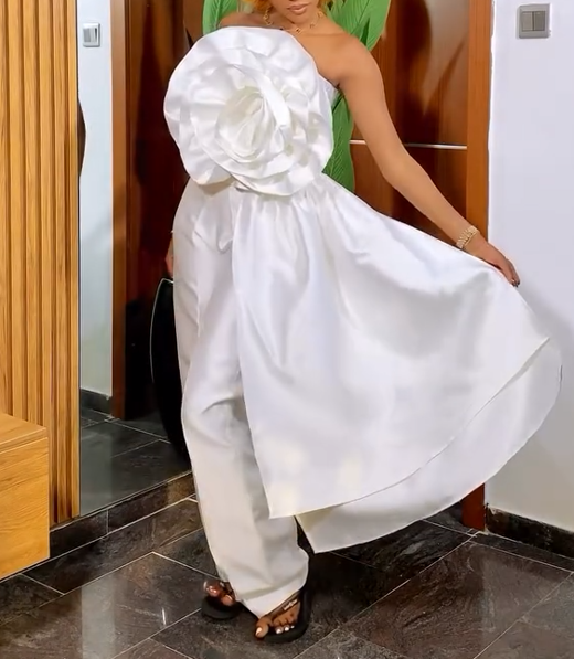 3D Flower Ribbon Tube Top