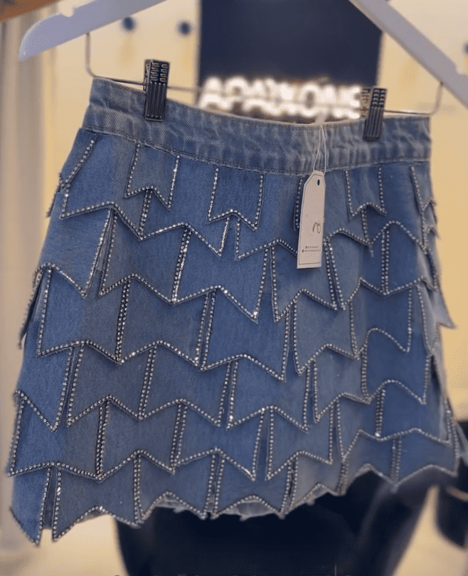 Chic Jewel Denim Skirt - High-Quality