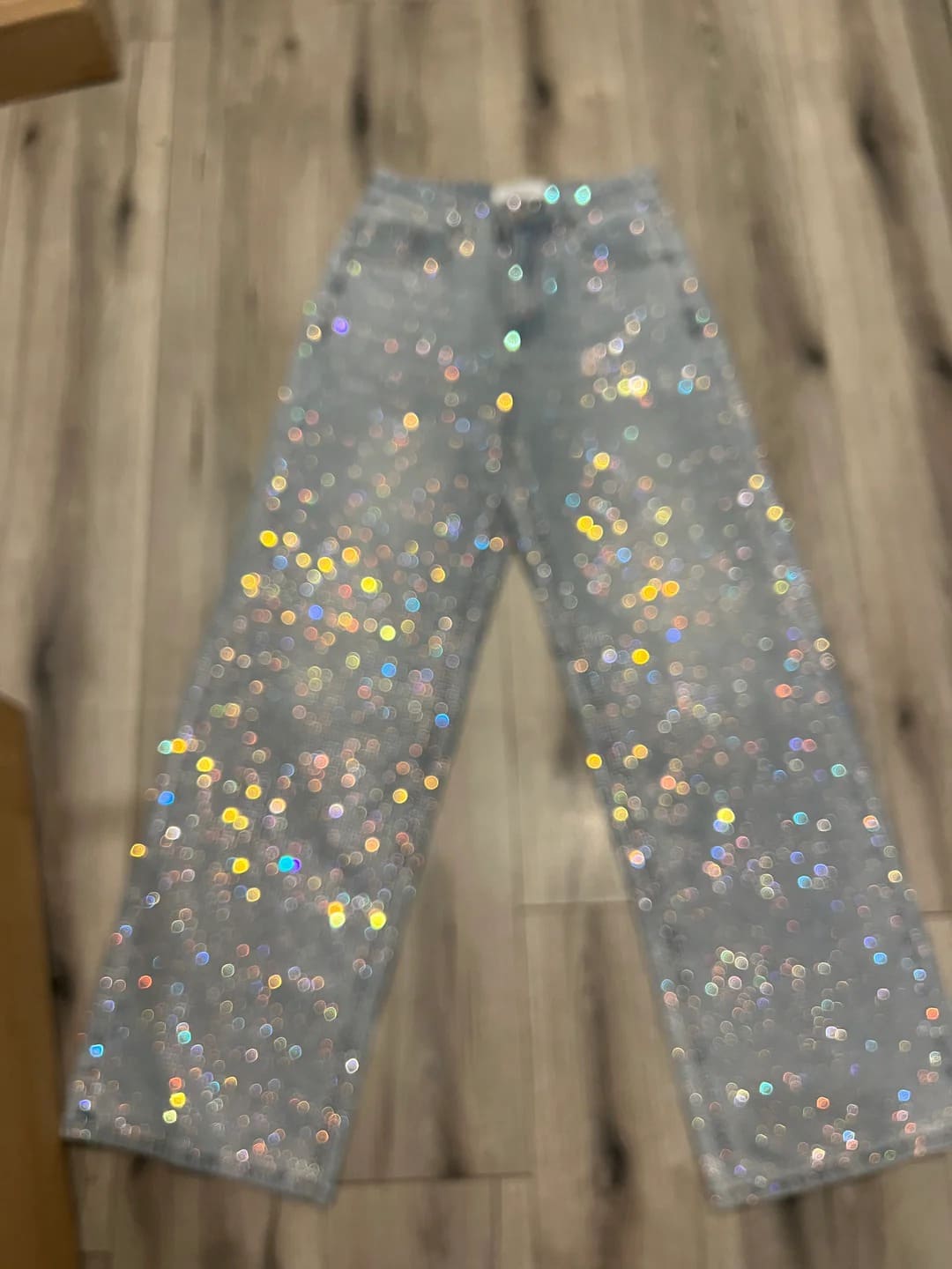 Rainbow Diamond Wide Leg Sparkle Covered Jeans