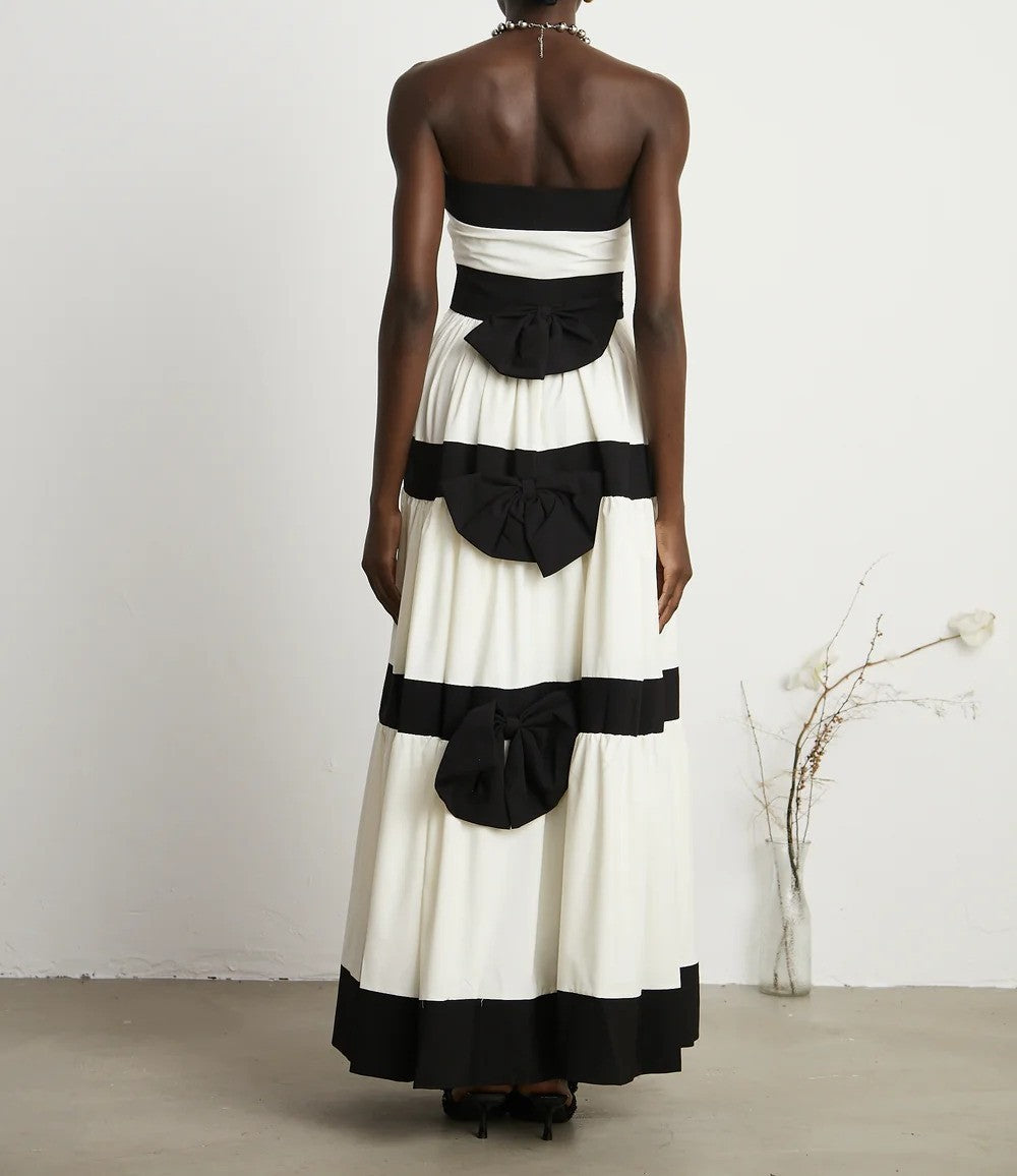 Sandrine pleated bow-embellished maxi dress
