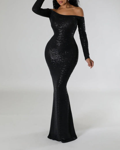 Shiny Metallic backless maxi dress