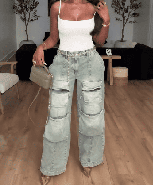 Denim Cargo Jeans