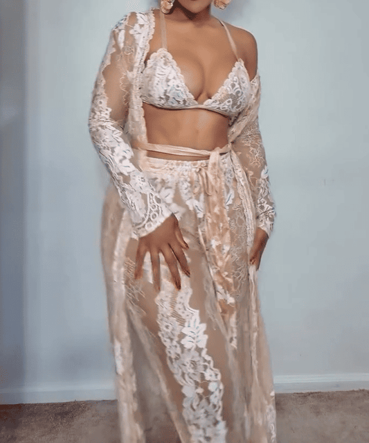 White Lace and Tulle 3-Piece Set