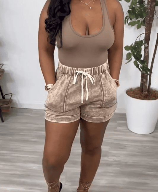 Acid Wash High Waist Shorts
