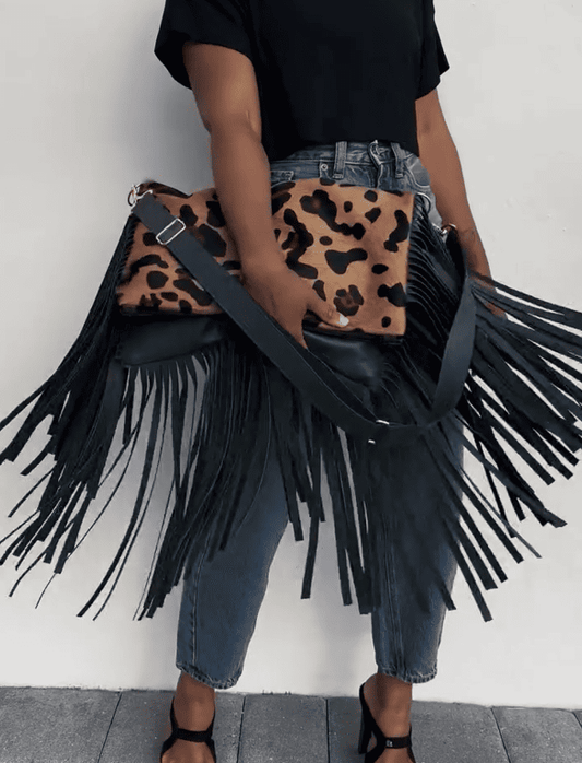 Leopard Tassel Large Capacity Shoulder Bag