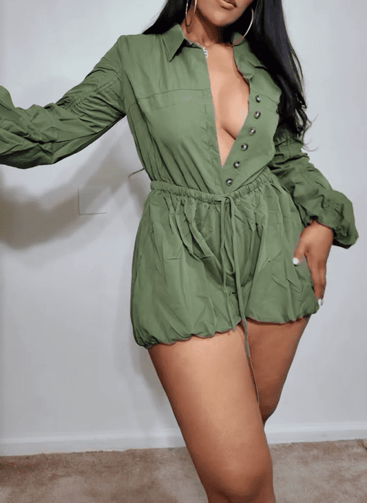 Chic Solid Color Tooling Romper