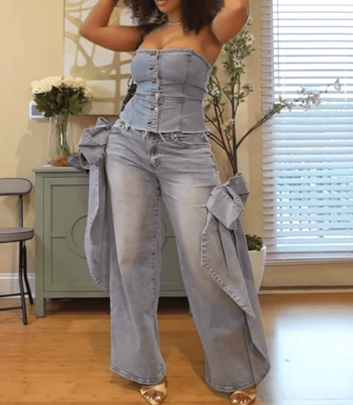 Washed Bow Jeans