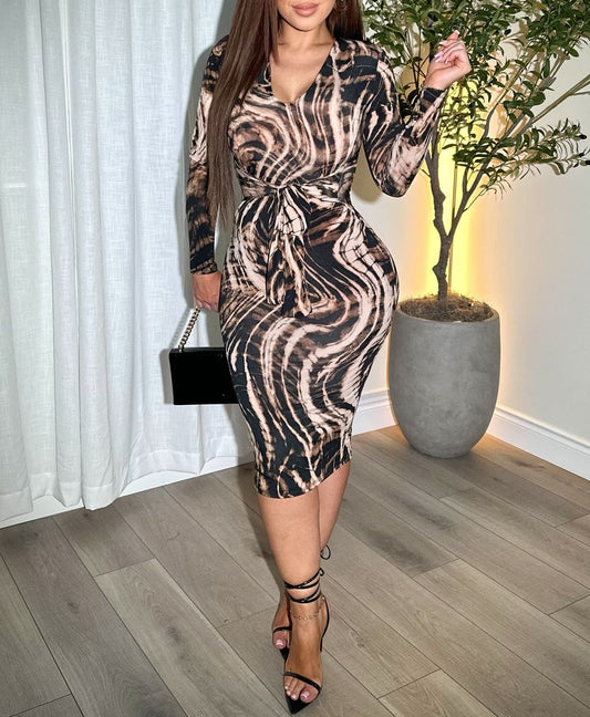 High-end fashion v-neck slim dress