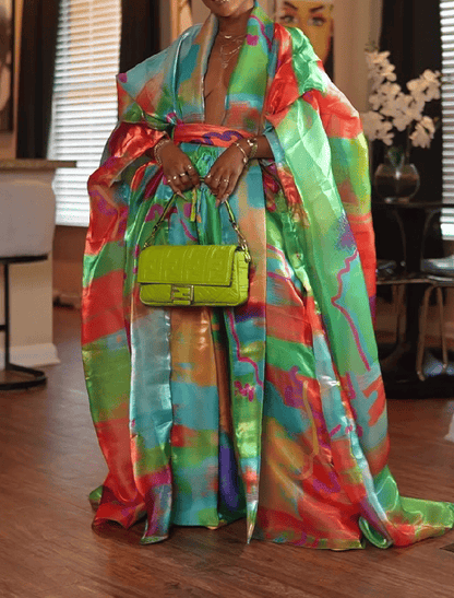 Colorful Oil Painting Silk Two-Piece Set