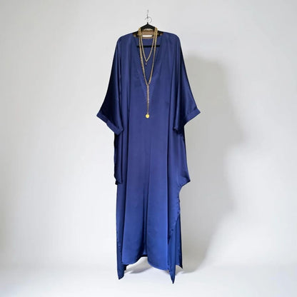 Silk satin mid-length sleeve dress
