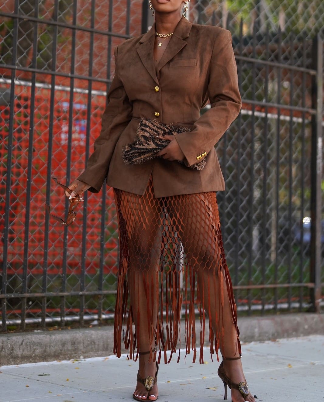 Faux Suede Cinched Blazer