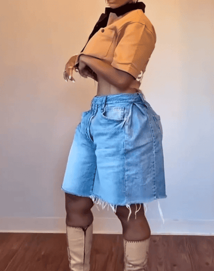 Letter Print Cropped Shirt