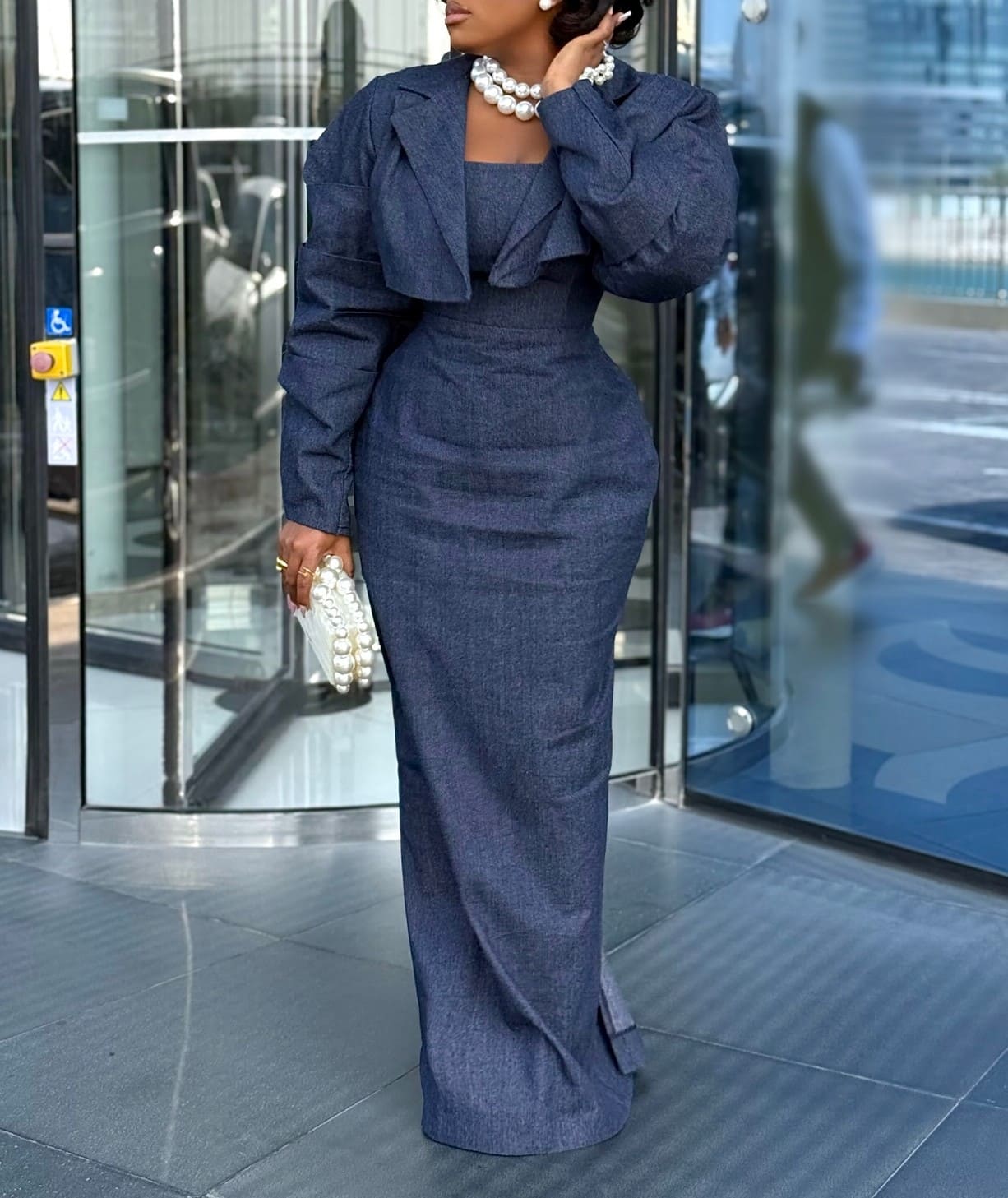 Vintage Denim Jacket & Long Skirt Set