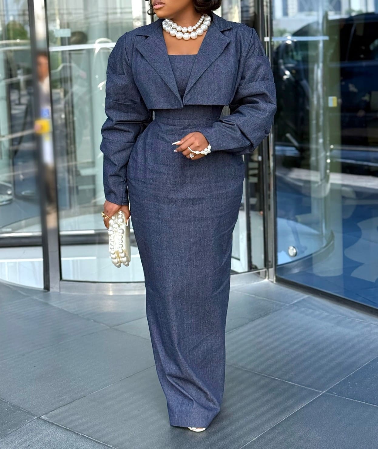 Vintage Denim Jacket & Long Skirt Set