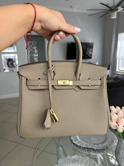 Litchi-grain leather lock bag