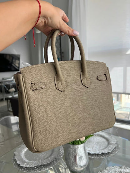 Litchi-grain leather lock bag