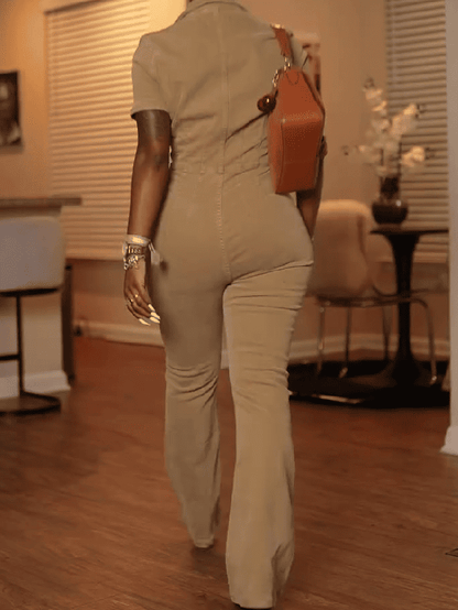 Denim Jumpsuit - Khaki