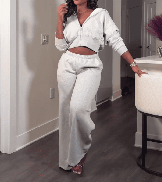 Zip-up Hoodie & Drawstring Pocket Pants Set