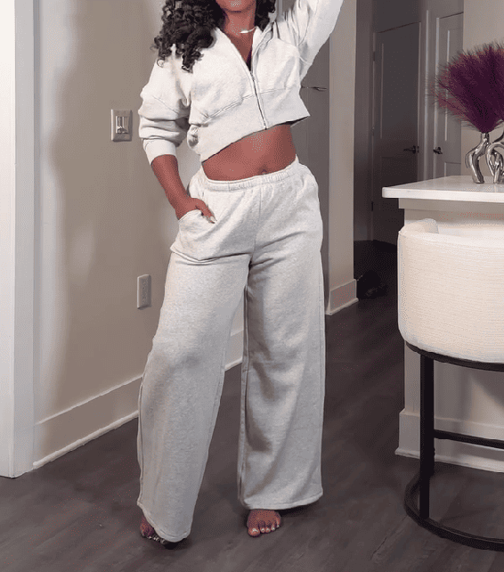 Zip-up Hoodie & Drawstring Pocket Pants Set