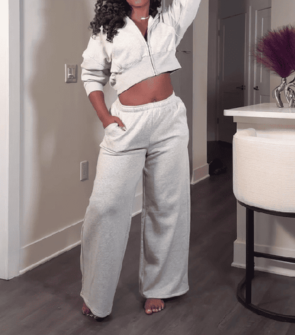 Zip-up Hoodie & Drawstring Pocket Pants Set