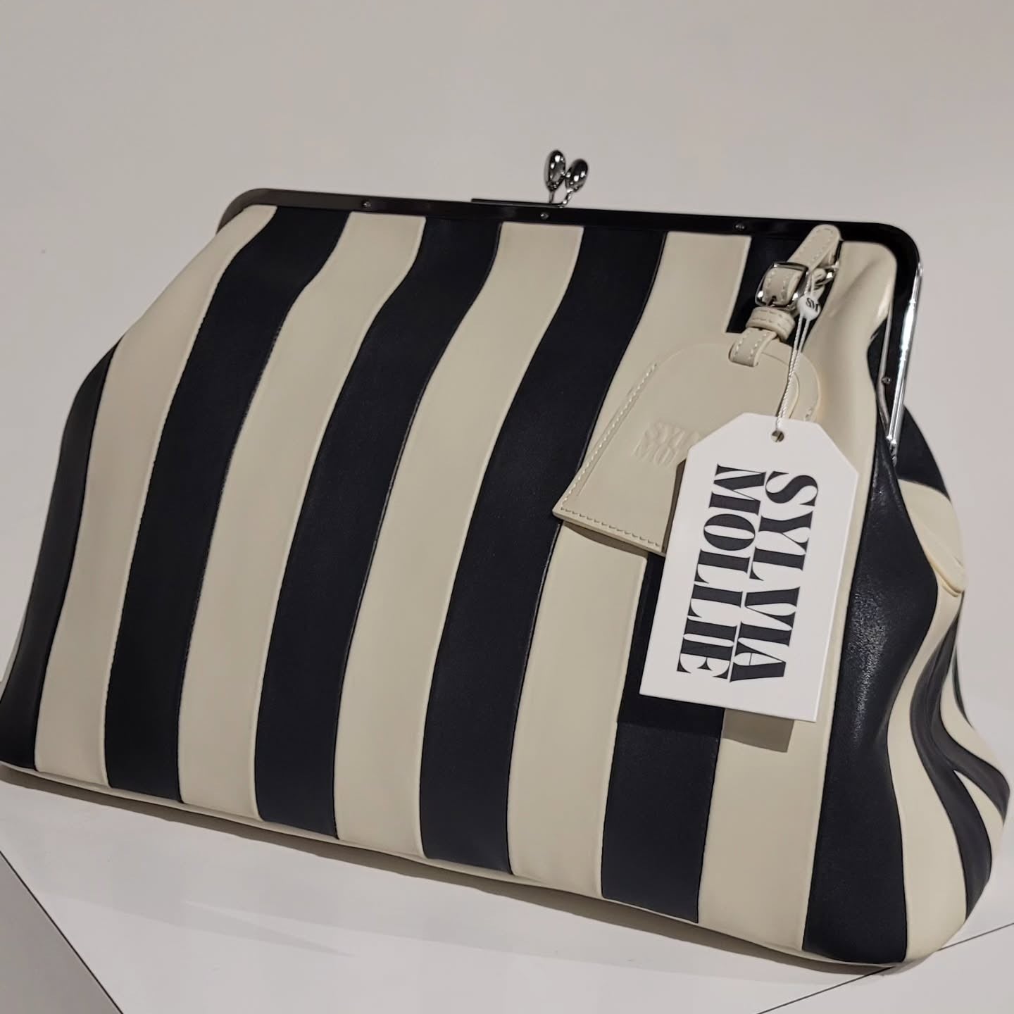 Embossed Premium Leather Kisslock Bag