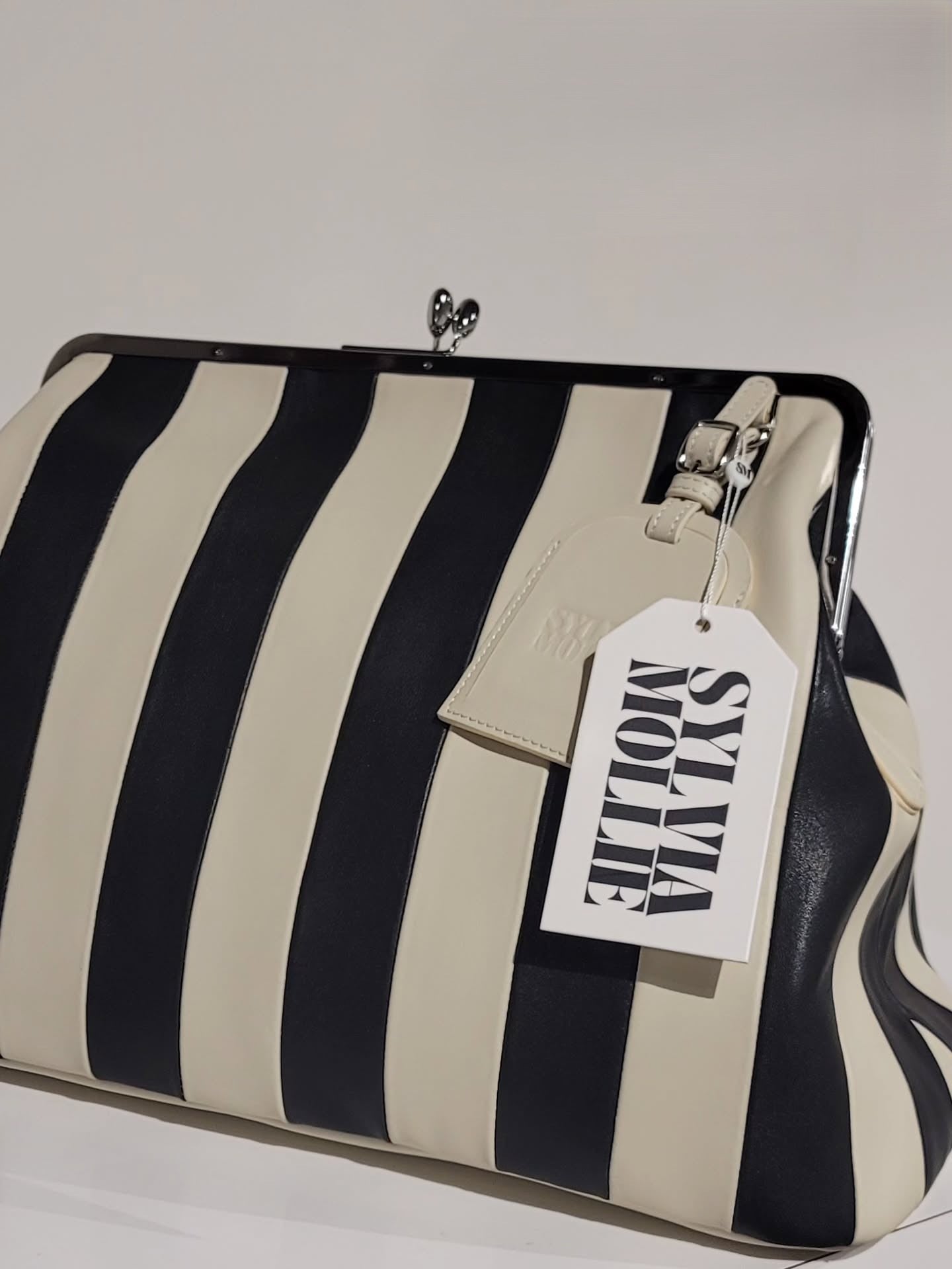 Embossed Premium Leather Kisslock Bag