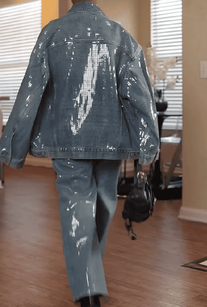 Silver Shiny Denim Set