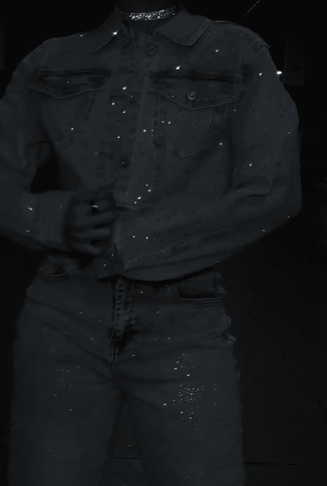 Rhinestone Washed Denim Set