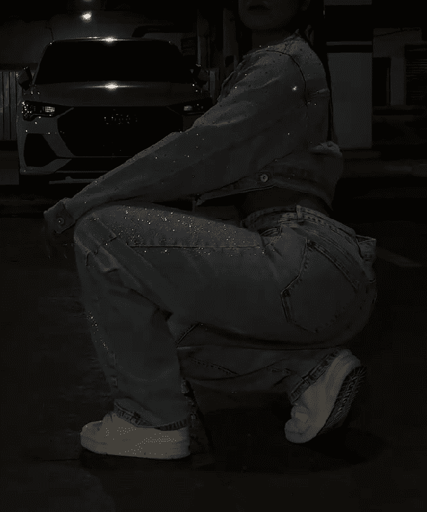 Rhinestone Washed Denim Set