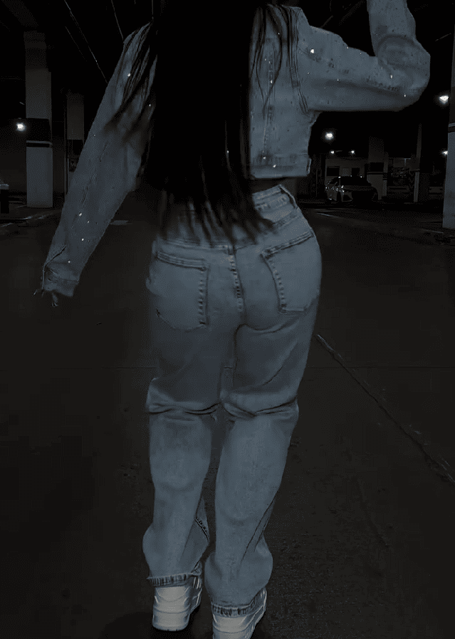 Rhinestone Washed Denim Set