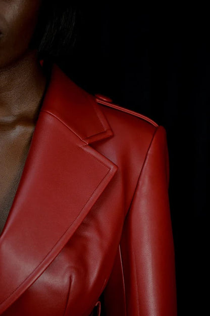 Faux Leather Trench Coat