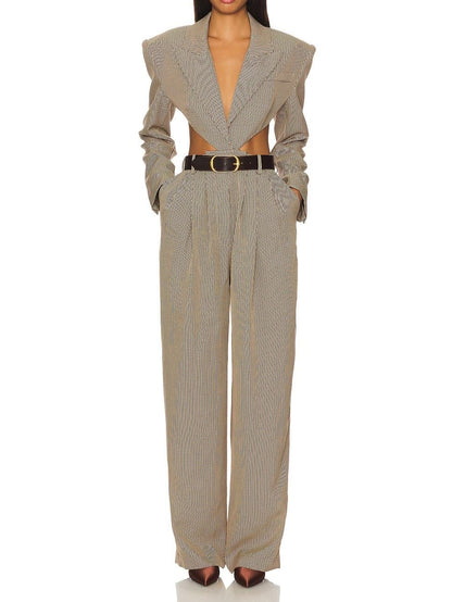 Houndstooth Cut-Out Jumpsuit