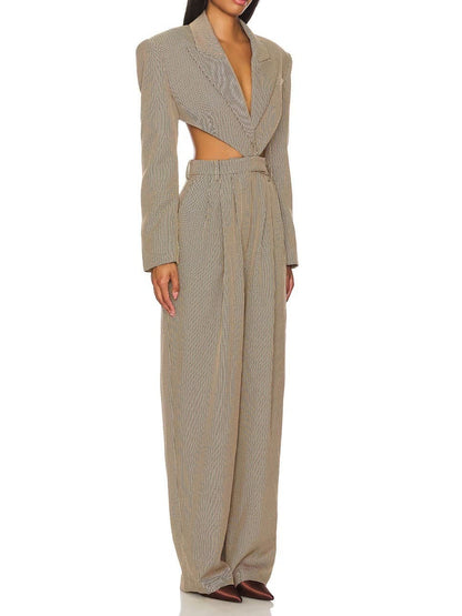 Houndstooth Cut-Out Jumpsuit