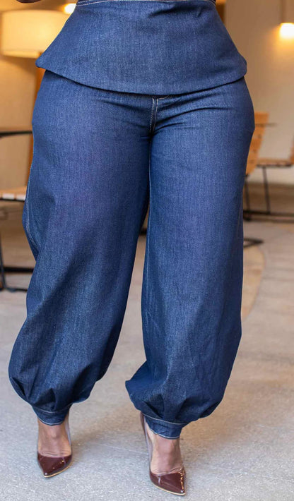 Denim Halter Pant Set