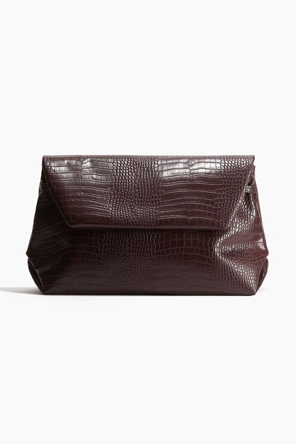 Crocodile-print Oversized Clutch Bag