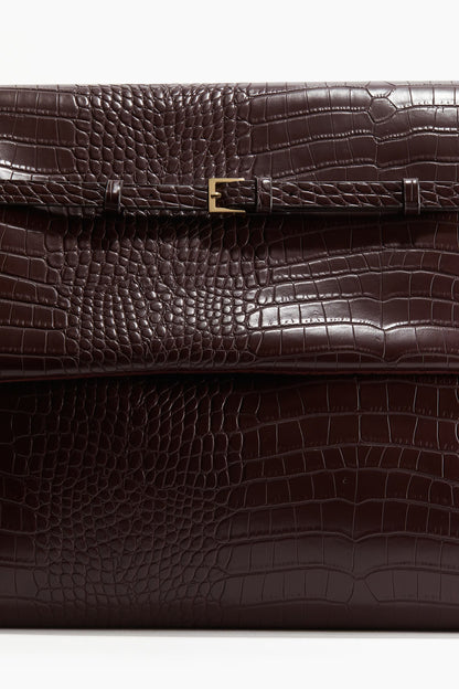 Crocodile-print Oversized Clutch Bag