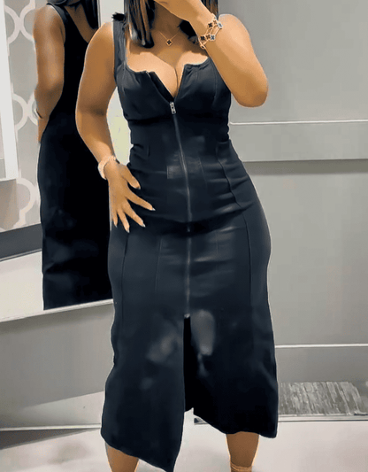 Denim Corset Midi Dress