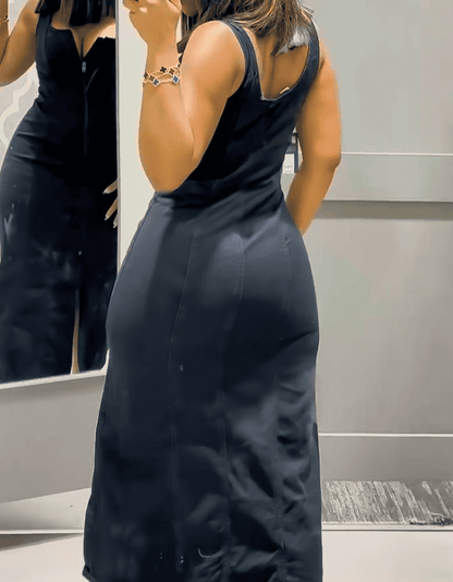 Denim Corset Midi Dress