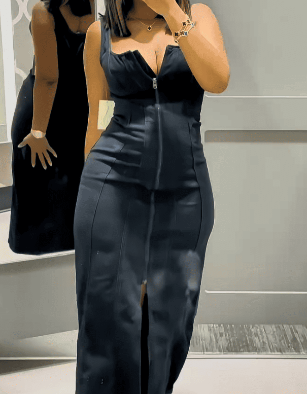 Denim Corset Midi Dress