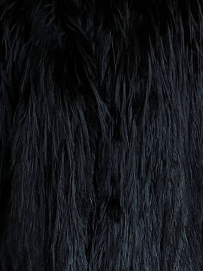 Black Long Haired Maxi Coat in Shaggy Soft Faux Fur