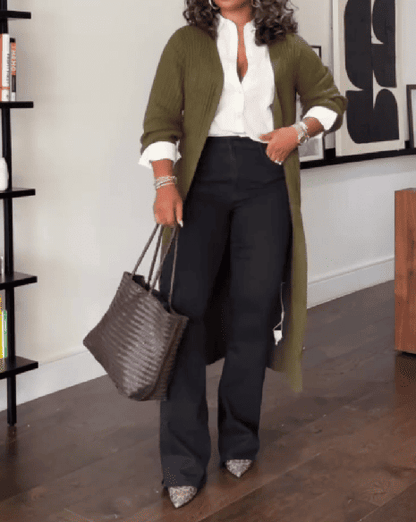 Knit maxi dress with buttons