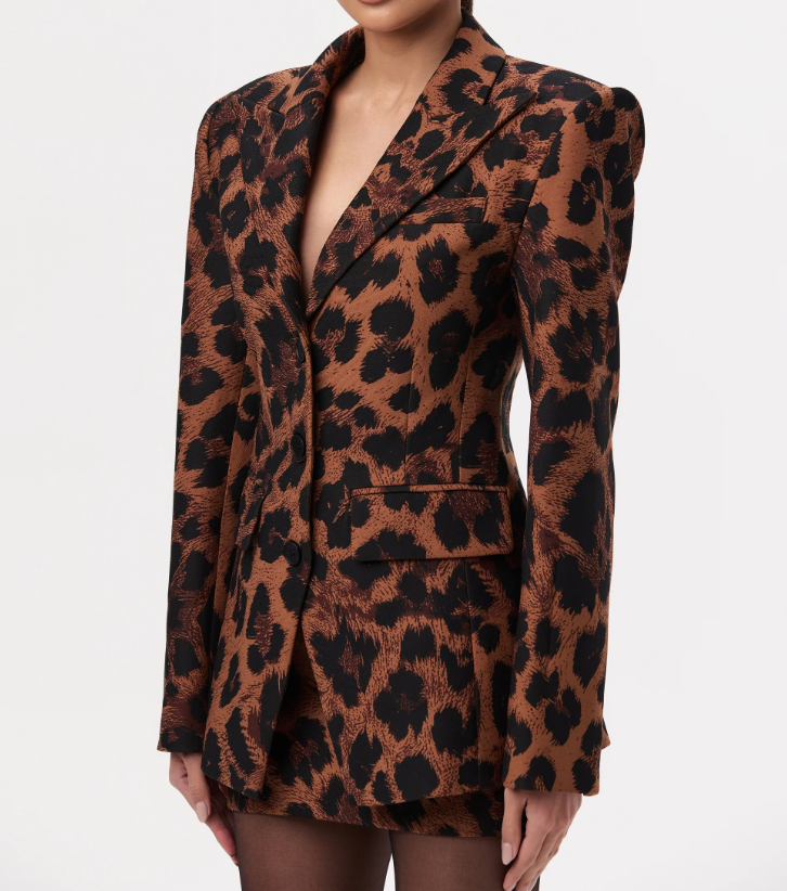 Leopard Print Blazer & Mini Skirt 2pc Set