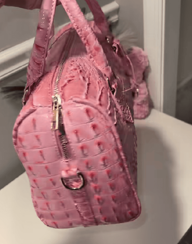 Pink crocodile tote bag