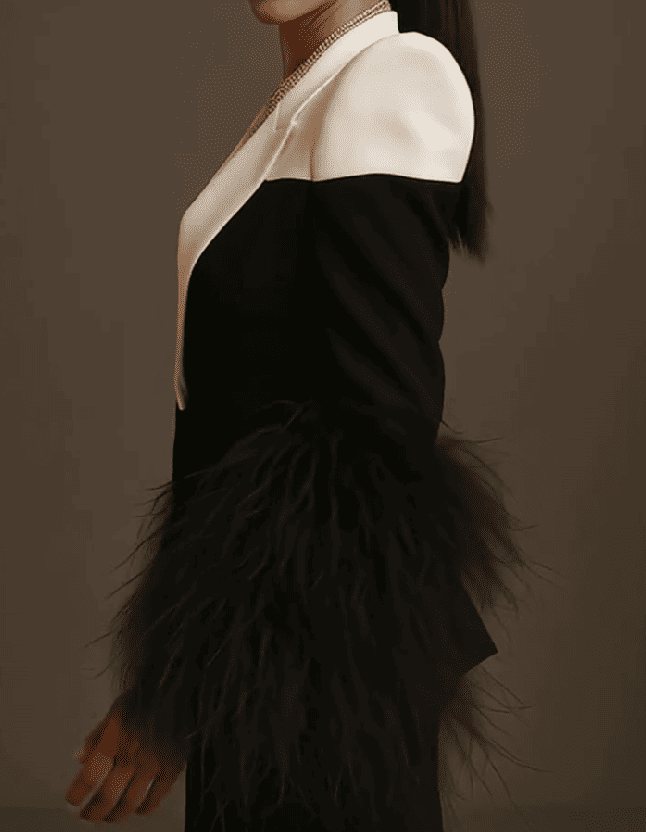 Black and white colorblock blazer