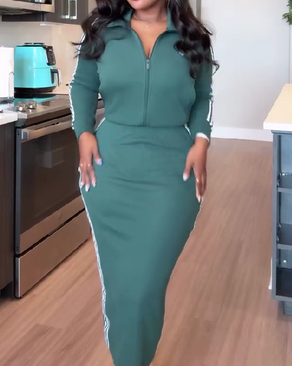 Chic Striped Knit Set