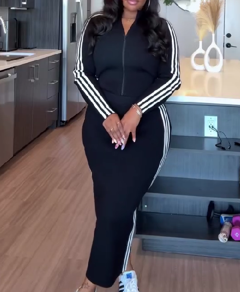 Chic Striped Knit Set